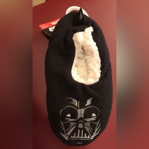 NEW STAR WARS Darth Vader dark Side BLACK FUZZY BABA FLEECE 8-13 kids SLIPPERS